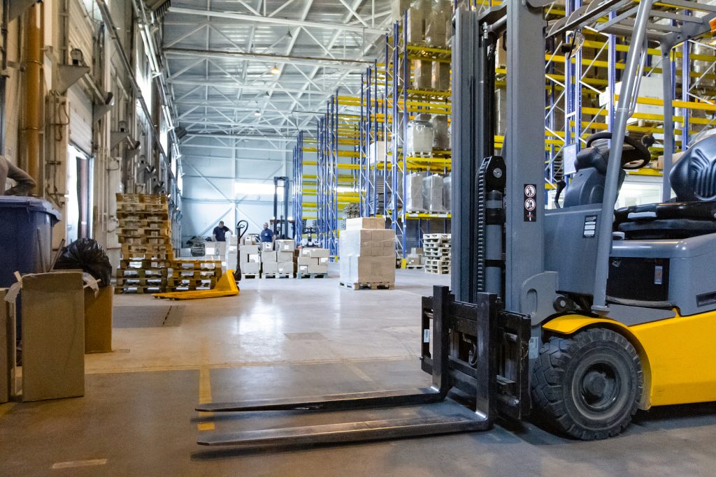 plant machinery - warehouse with forklifts