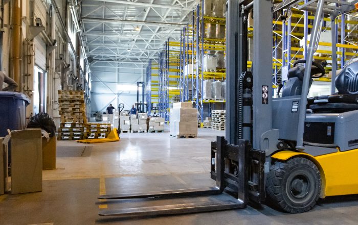 plant machinery - warehouse with forklifts